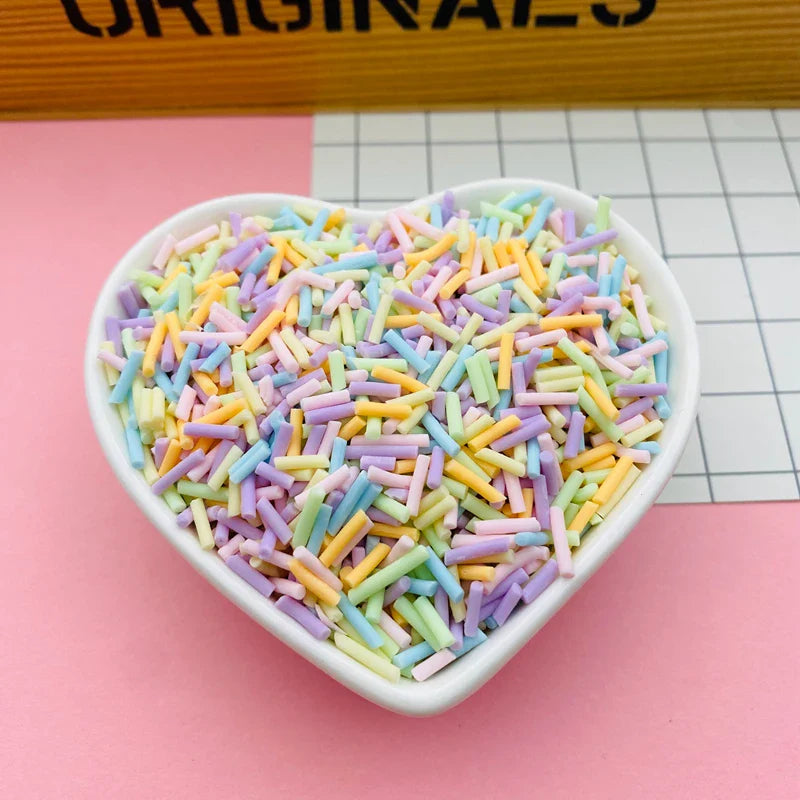 100g Colorful Long Clay Sprinkles – 5-6mm DIY Craft Decorations for Phone Deco & Creative Projects