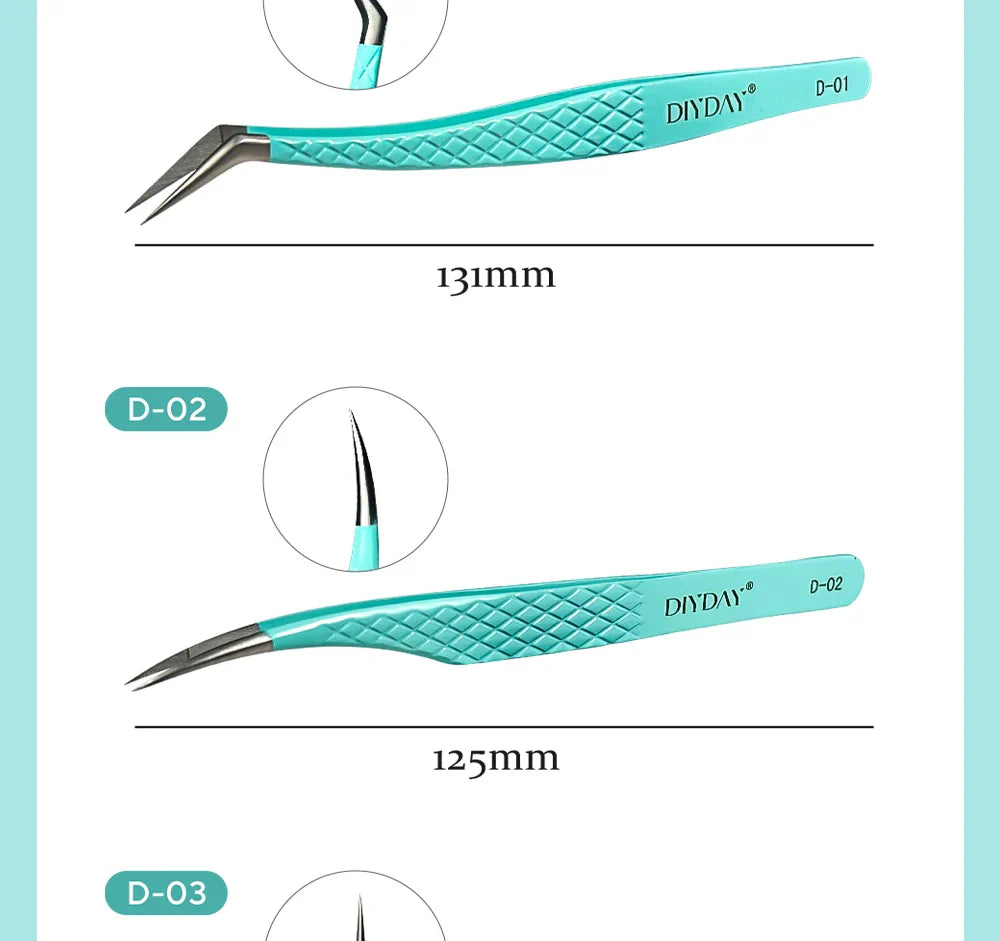 DIYDAY Anti-Slip Tweezers — High-Density Fiber Tip for Eyelash Extensions & Eyebrow Precision Beauty Tools