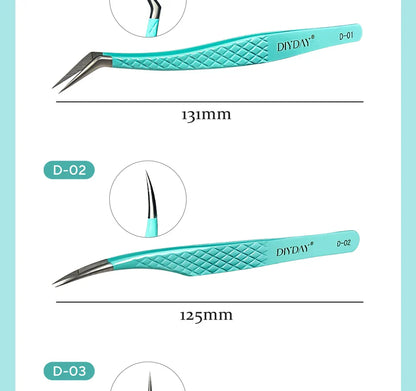 DIYDAY Anti-Slip Tweezers — High-Density Fiber Tip for Eyelash Extensions & Eyebrow Precision Beauty Tools