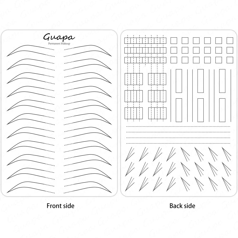 Silicone Practice Skin for Permanent Makeup — Double-Sided Latex Sheet with Brows Design for Hair Stroke Training