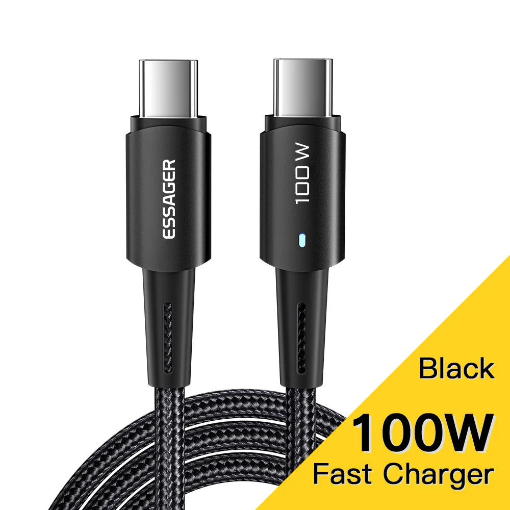 Essager USB-C Cable 100W PD QC 4.0 – Fast Charging Type-C Cable for MacBook Pro, Samsung, Xiaomi
