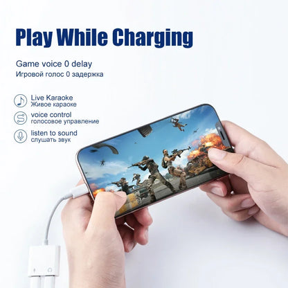 iPhone Audio Adapter – 3.5mm Aux Headphone Jack to Lightning Splitter Converter for iPhone 14/13/12/11 Pro Max
