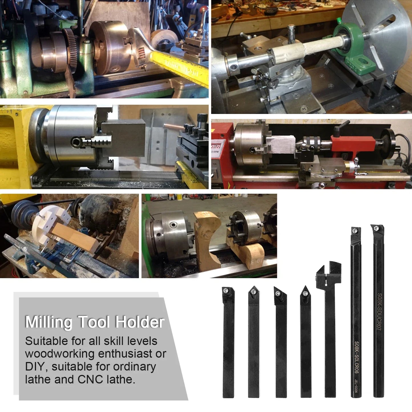 8-16mm Lathe Turning Tool Holder — Boring Bar & CNC Metal Cutter Rod with Shank and Inserts