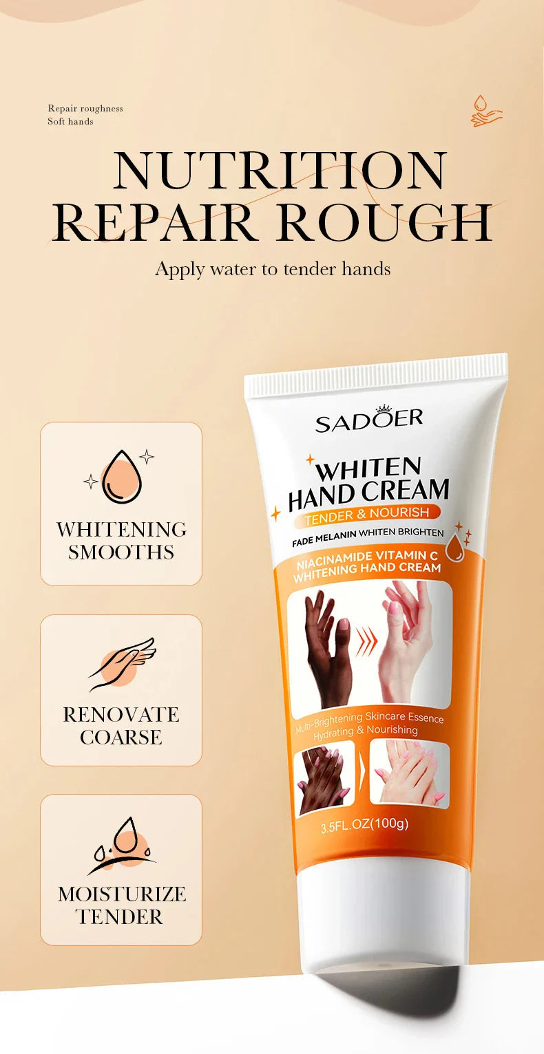 1/2/3pcs SADOER 100g Hand Cream – Moisturizing, Brightening & Non-Greasy Hydration for Soft, Beautiful Hands (Travel Size)