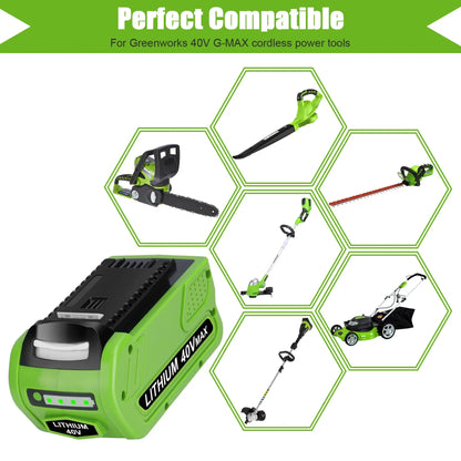 Greenworks 40V 6.0Ah G-MAX Li-Ion Battery – Compatible with 29472, 29462, 29252, 20202, 22262 Cordless Power Tools (Not Gen 1)