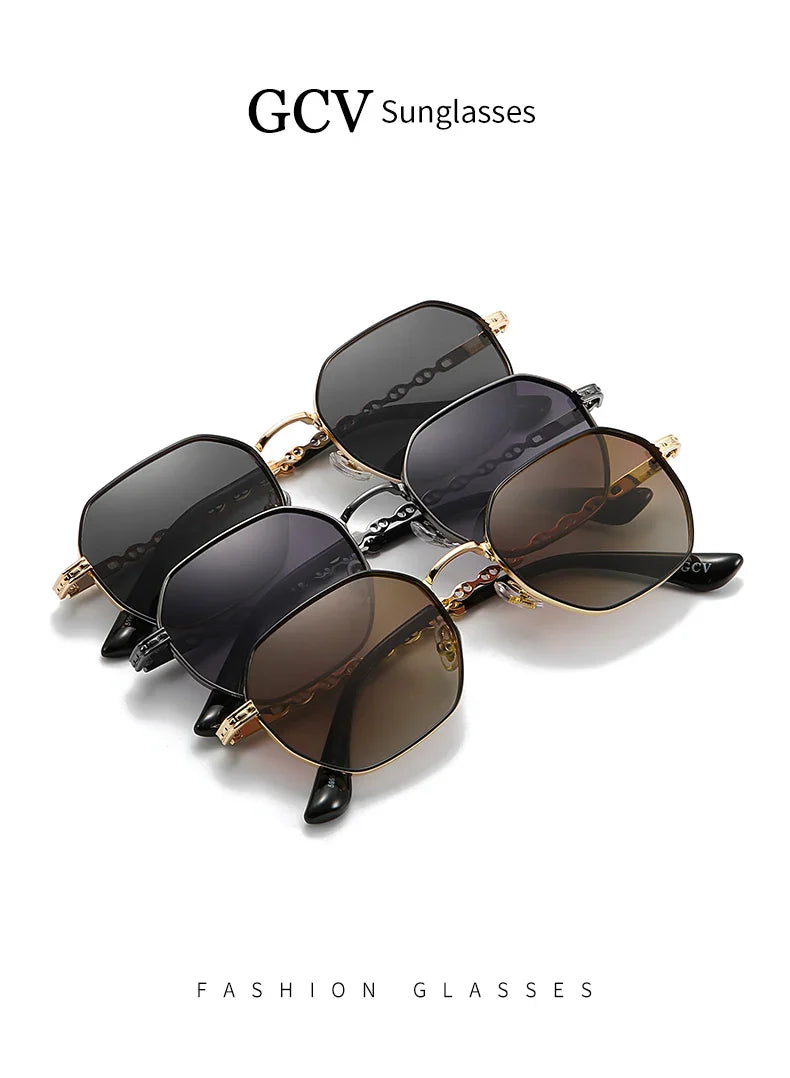 GCV Classic Retro Women's Rectangular Sunglasses — Metal Frame with Polaroid Lenses