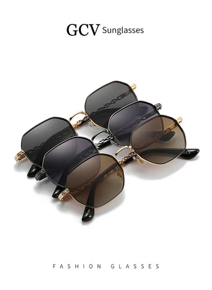 GCV Classic Retro Women's Rectangular Sunglasses — Metal Frame with Polaroid Lenses