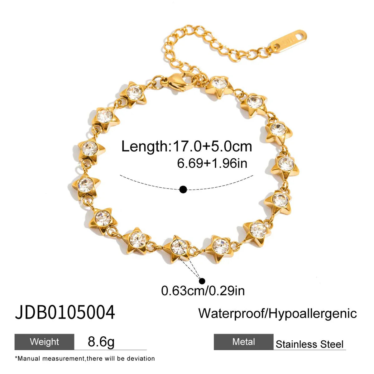 Minimalist 18K Gold Plated Water Drop Pendant Bracelet – Stainless Steel Rhinestone Black Oil Drop Moon Design Jewelry for Women