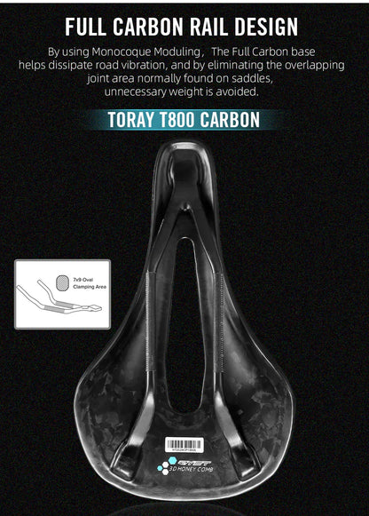 RYET 3D Printed Carbon Bike Saddle — 140/142mm Super Light EVA Road & MTB Racing Seat Cushion