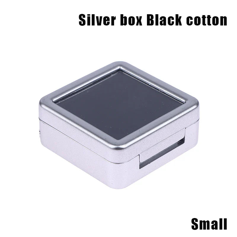 Transparent Glass Lid Gem Storage Box – Jewelry Display Case for Diamonds, Gemstones & Pendants Holder Container