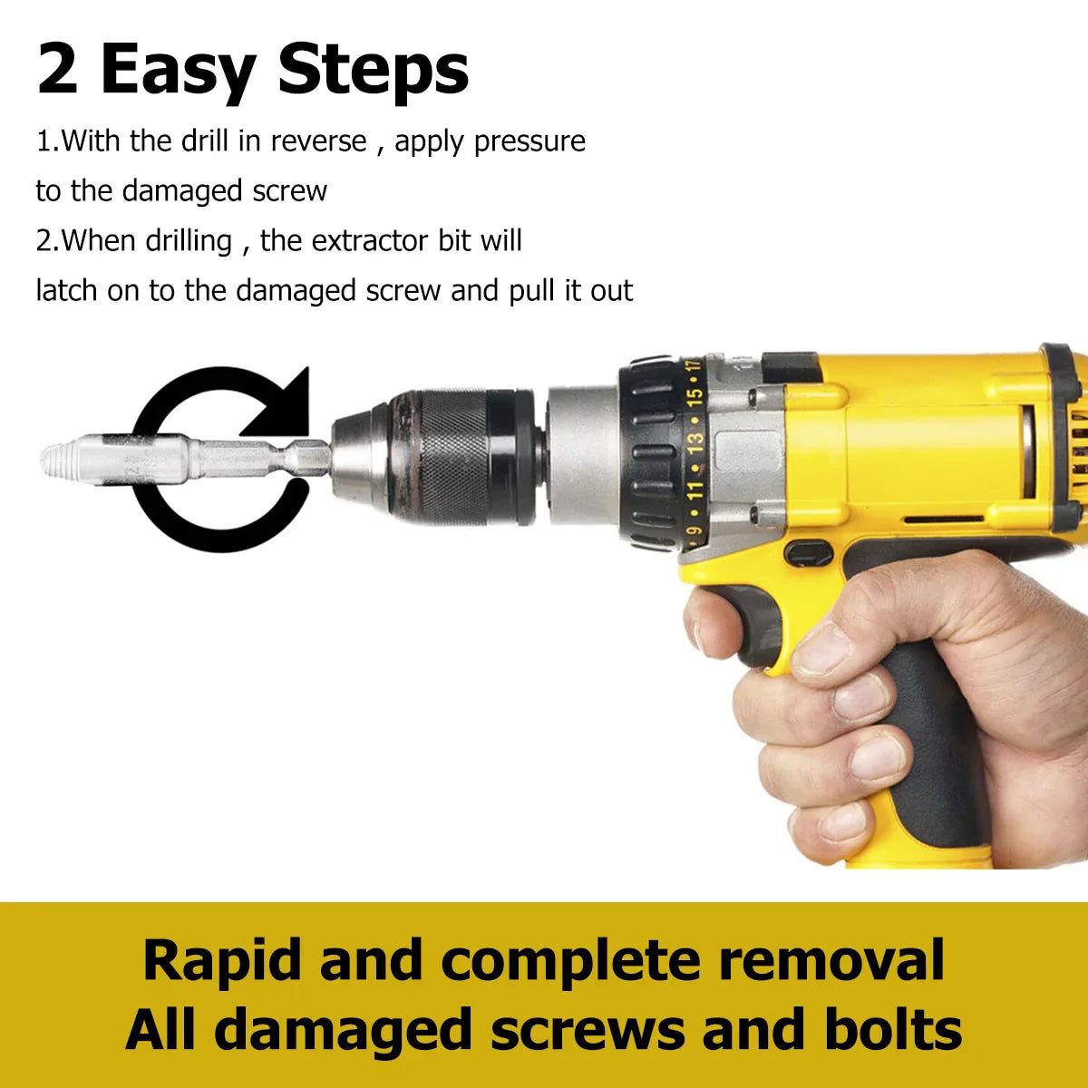 SenNan 5Pcs Damaged Screw Extractor Drill Bit - High-Speed Steel for Easily Removing Broken Screws & Bolts