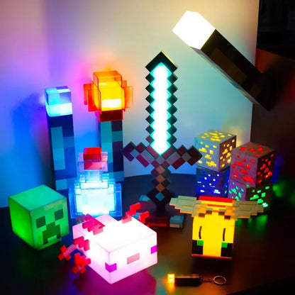 MC Game LED Creeper Night Lamp – Creative Block Button Light for Bedroom, Desk, and Bedside Decoration