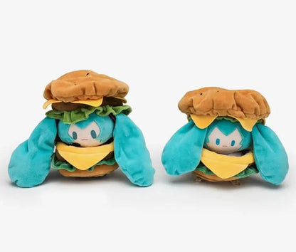 Cute Hatsune Miku Plush Doll with Hamburger Outfit – Changeable Clothes Anime Figure Stuffed Toy Collectible Gift