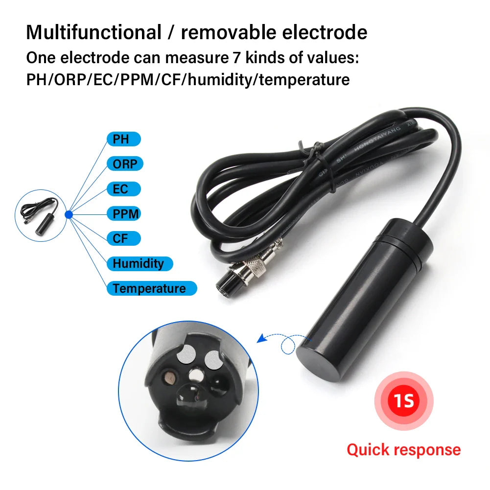 WiFi PH Meter & Water Tester – Temp, TDS, EC, ORP Smart Monitor for Aquariums, Hydroponics, Swimming Pools, Tuya APP Control