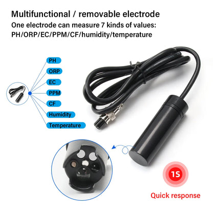 WiFi PH Meter & Water Tester – Temp, TDS, EC, ORP Smart Monitor for Aquariums, Hydroponics, Swimming Pools, Tuya APP Control