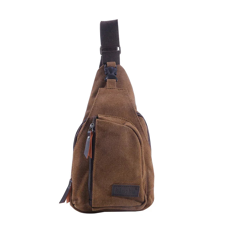 New Men's Vintage Canvas Satchel – Multifunctional Outdoor Small Shoulder Sling Chest Bag