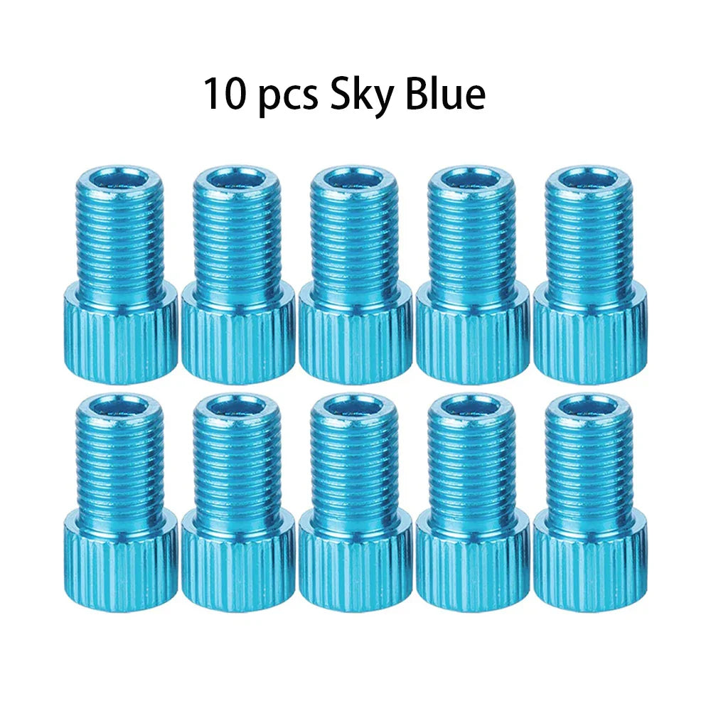 10-Color Aluminum Bicycle Valve Adapter – PRESTA to SCHRADER Converter for Bikes & Cars
