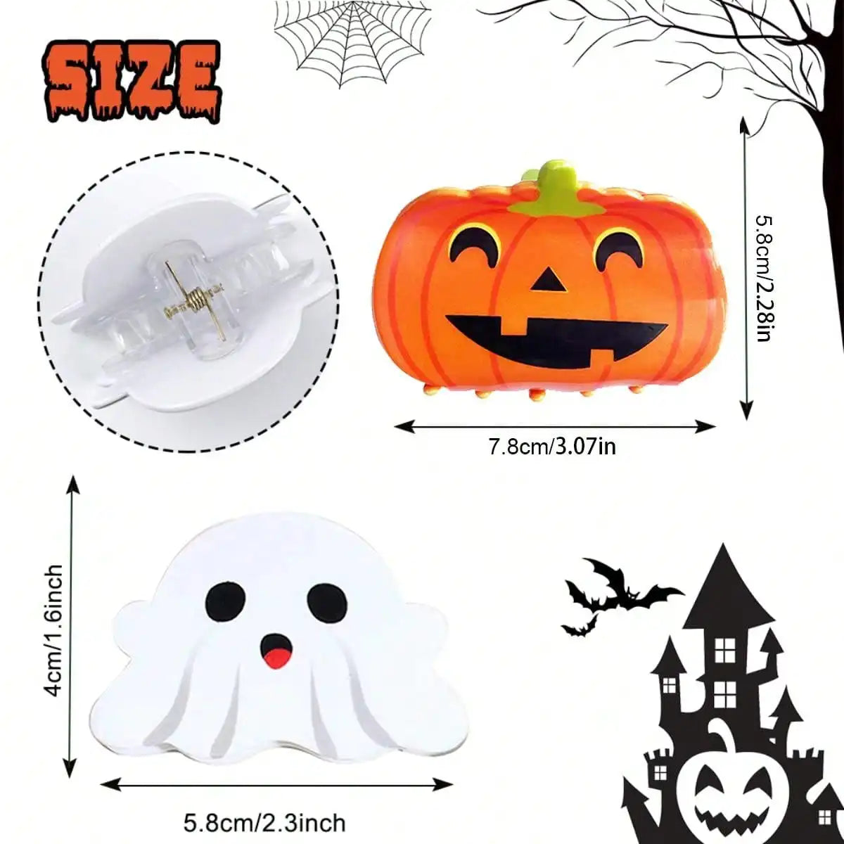 Halloween Party Hair Clip | Ghost, Bat & Pumpkin Hair Clip for Thin Hair, 1pc