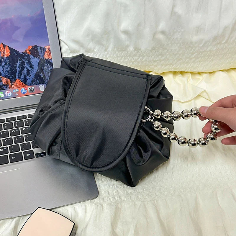 Women’s Drawstring Cosmetic Bag — Portable Waterproof Travel Makeup Organizer & Toiletry Beauty Pouch