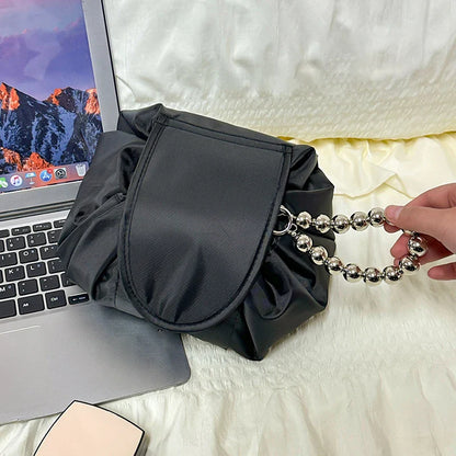 Women’s Drawstring Cosmetic Bag — Portable Waterproof Travel Makeup Organizer & Toiletry Beauty Pouch