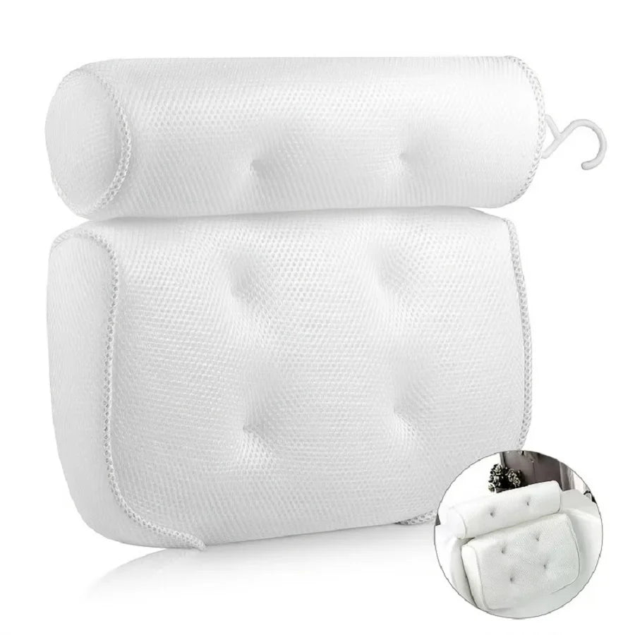 Spa Bathtub Pillow with Anti-Slip Suction Cups – Neck and Back Support for Bathtub and Bathroom Accessory