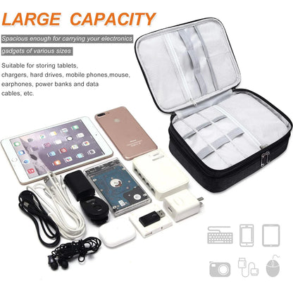 Waterproof Cable Storage Bag: Digital Electronic Accessories Organizer - Portable Travel Case for Cables and Chargers