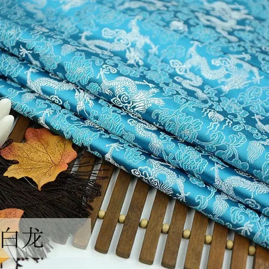 0.5/1/2m Brocade Satin Fabric — Dragon Pattern Material for Sewing, DIY Crafts, Gift Boxes & Patchwork