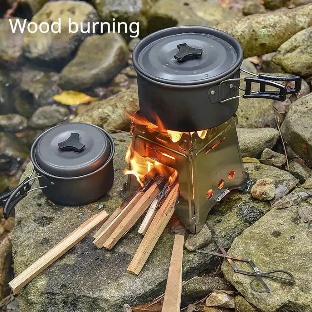 Portable Stainless Steel Wood Stove: Lightweight Folding Firewood Stove for Camping, Hiking, BBQ, Picnic - Outdoor Travel Essential