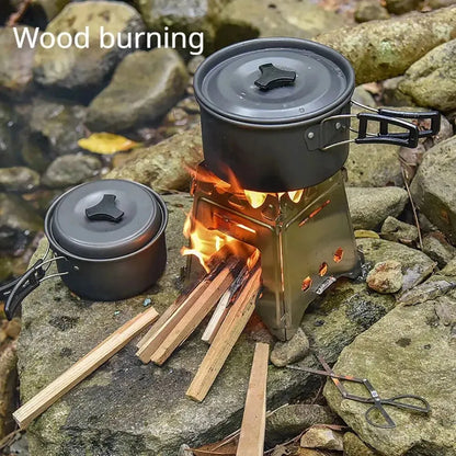 Portable Stainless Steel Wood Stove: Lightweight Folding Firewood Stove for Camping, Hiking, BBQ, Picnic - Outdoor Travel Essential