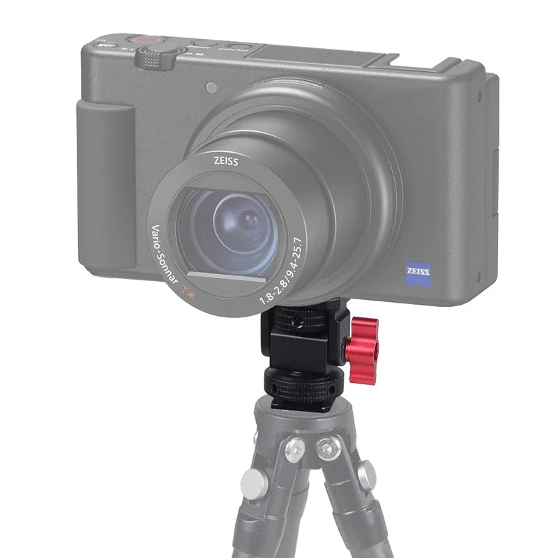 Mini Monitor Mount Holder – Swivel & Tilt Tripod Head with Cold Shoe Adapter for Flash, Microphone, and Fill Light