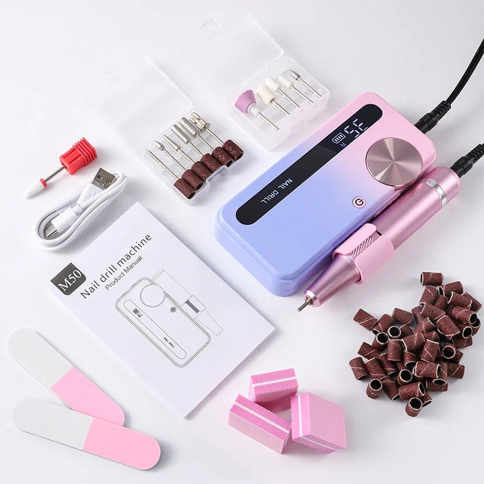 35000RPM Electric Nail Drill – Professional Rechargeable Nail File for Gel Nails, Portable Manicure Tool