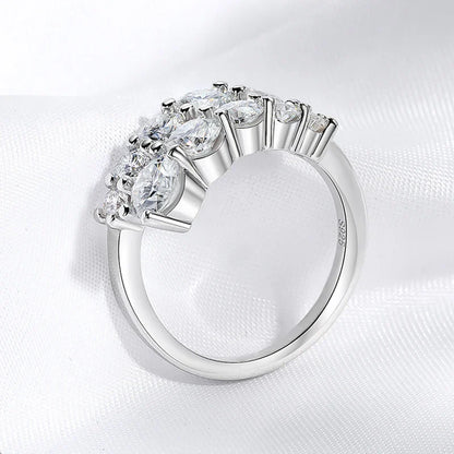 Smyoue 10-Gem Moissanite Ring for Women — Sparkling Lab-Created Diamond Wedding Band, 925 Sterling Silver Jewelry