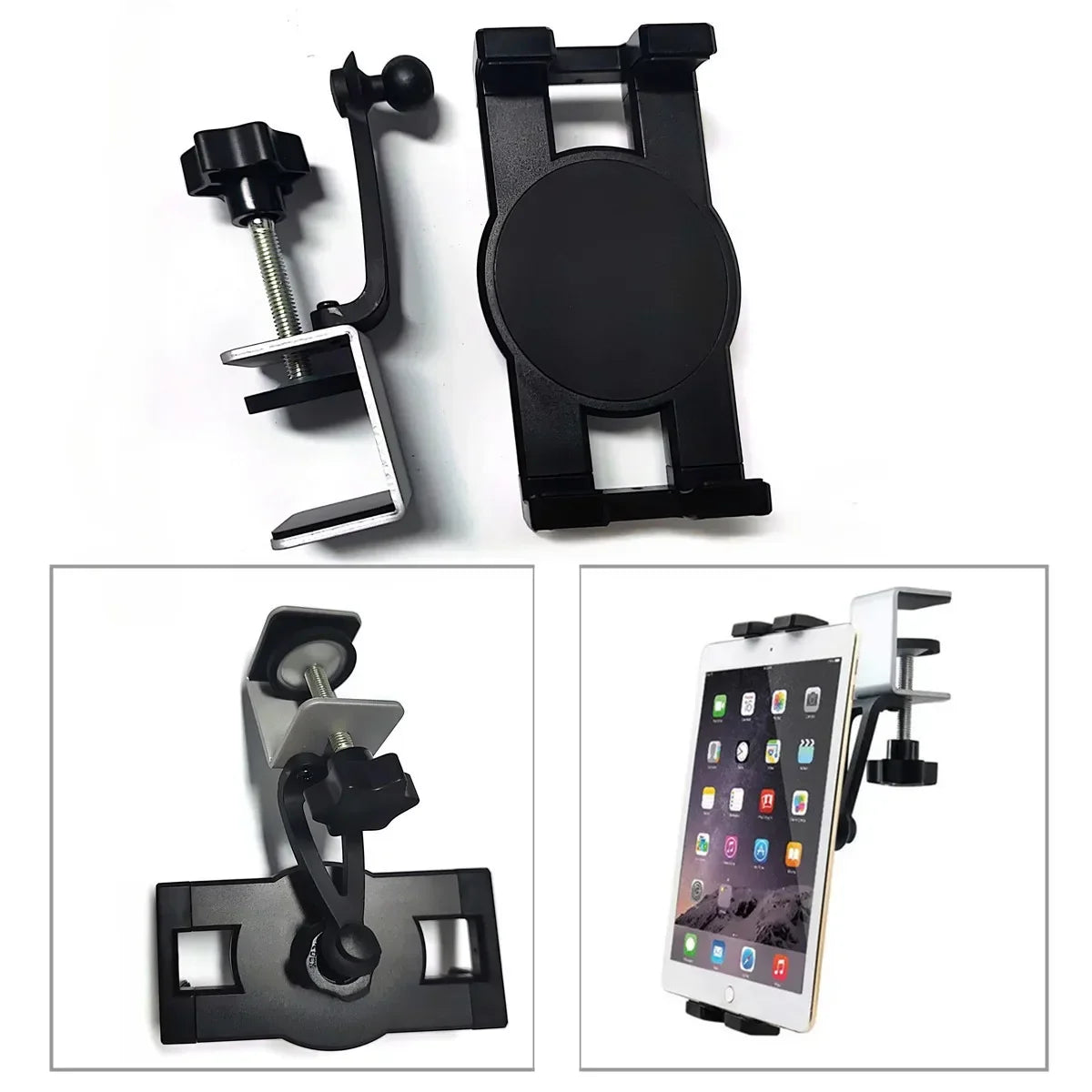 Universal Under Cabinet Phone & Tablet Holder – Metal Clamp Stand for 4.7–13” iPad & iPhone