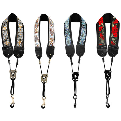 Saxophone Neck Strap - Adjustable Leather Universal Fit for Soprano, Alto, Tenor Sax with Secure Closed Hooks
