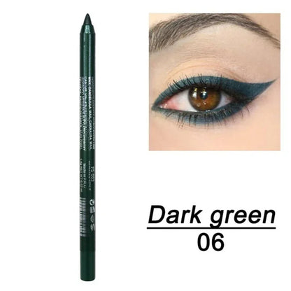 14-Color Waterproof Eyeliner Pencil – Long-Lasting Smokey Punk Style High-Pigment Shimmer Eyeshadow Stick