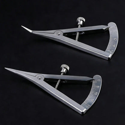 Dental Caliper Gauge Stainless Steel Dentist Measuring Ruler Tool – Curved & Straight Head Surgical Lab Instrument