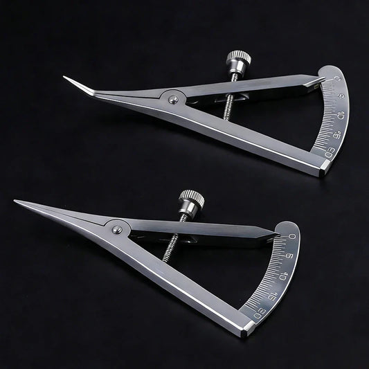 Dental Caliper Gauge Stainless Steel Dentist Measuring Ruler Tool – Curved & Straight Head Surgical Lab Instrument