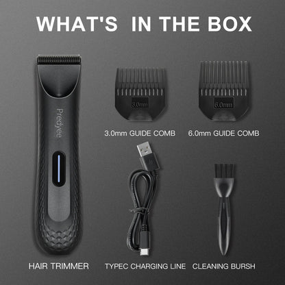 Electric Groin Hair Trimmer for Men – Waterproof Body Groomer with Replaceable Ceramic Blade