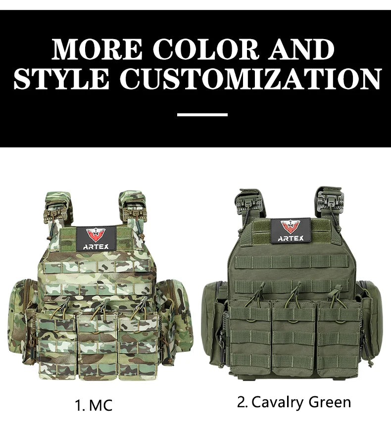 ARTEX Tactical Vest – 1000D Nylon, Quick Release, 6094K with Triple Magazine Pouch for Hunting & Airsoft Combat