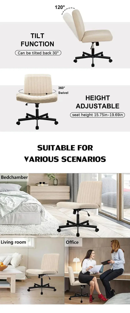 Joyfinity Plus Size Criss Cross Office Chair - Armless Swivel Modern Desk Chair for Home