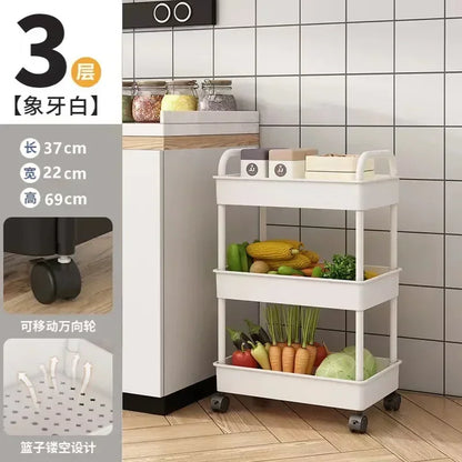 Multi-Layer Trolley Storage Rack - Mobile Organizer for Kitchen, Bedroom, and Bathroom, Ideal for Snacks and Baby Items