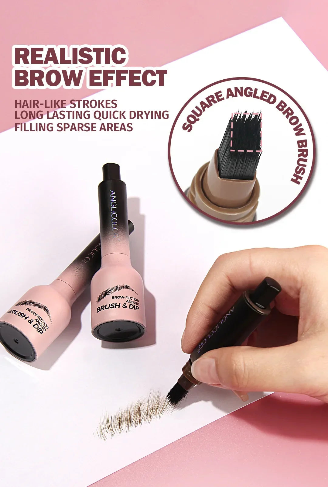 Wild 3D Eyebrow Pencil – Square Angled Brush Velvet Brow Dye Cream, Waterproof & Anti-Smudge Tint Pen