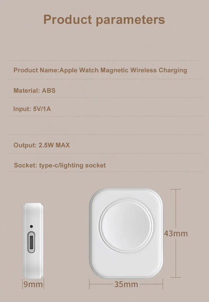 Magnetic Wireless Fast Charger for Apple Watch – Type-C Cable Compatible with Series 9 to 1 & SE