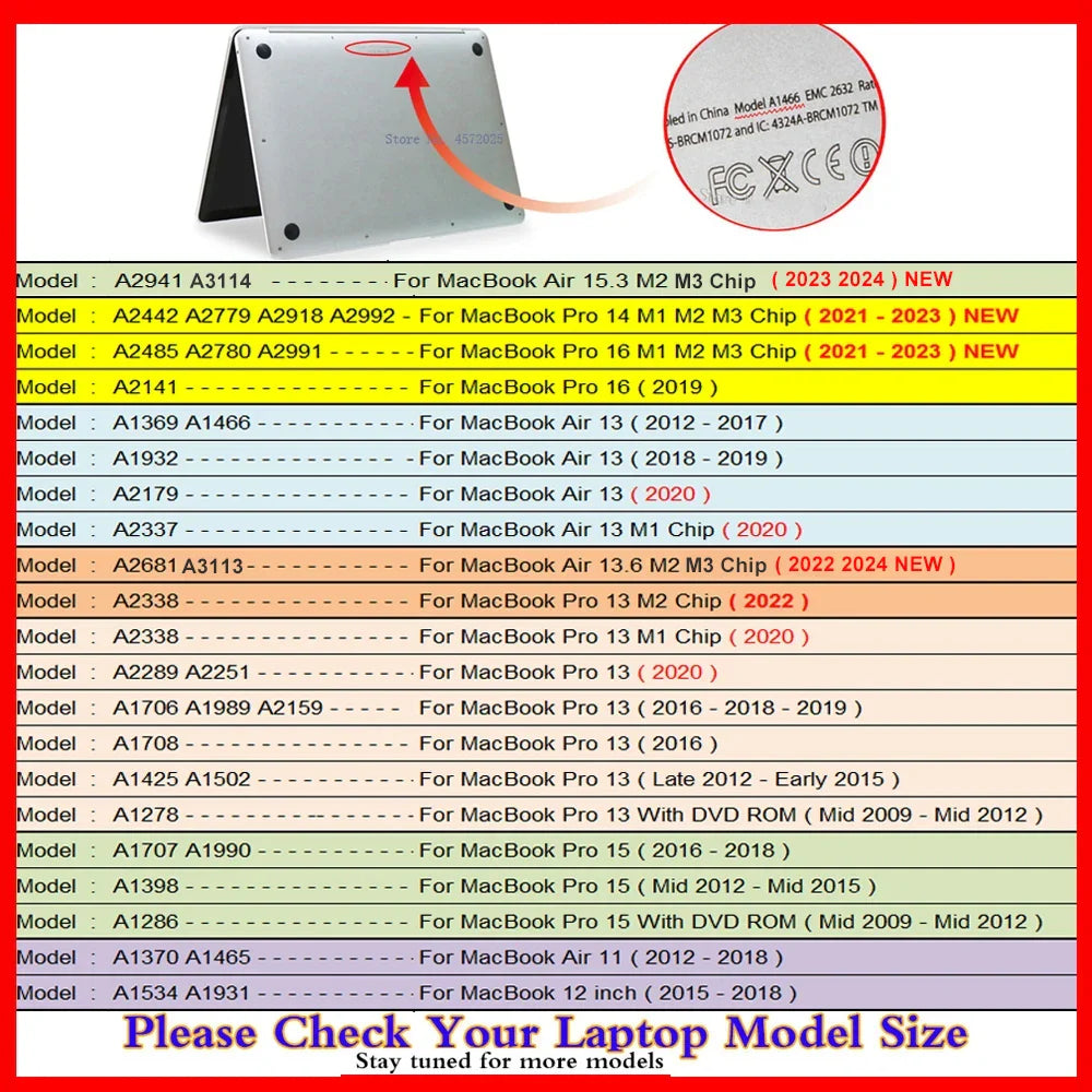 2023 New MacBook Laptop Case - Compatible with MacBook Pro 14, Air M2 13.6, Pro 16 and 13 - M1 M2 M3 Chip Protective Cover Accessories