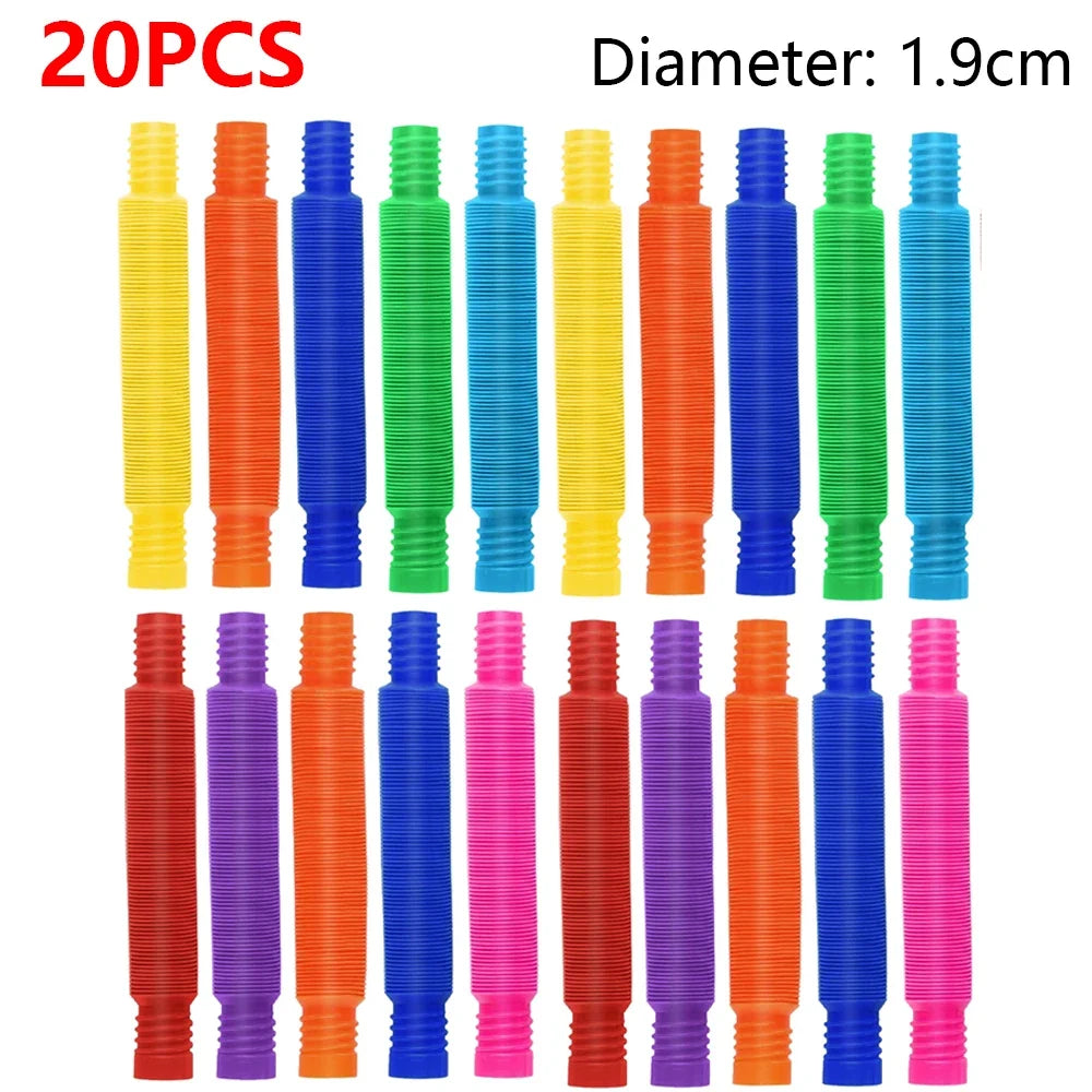 Colorful Pop Tubes Fidget Toys - Telescopic Sensory Stress Relief Toys for Kids & Adults