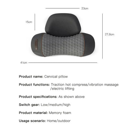Electric Cervical Massage Pillow – Heated Vibration Neck Traction Memory Foam Support for Sleep & Spine Relaxation