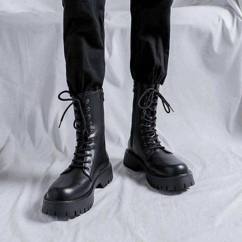 Luxury Brand Men's High Top Boots – Designer Leather Casual, Business & Outdoor Work Boots for Men