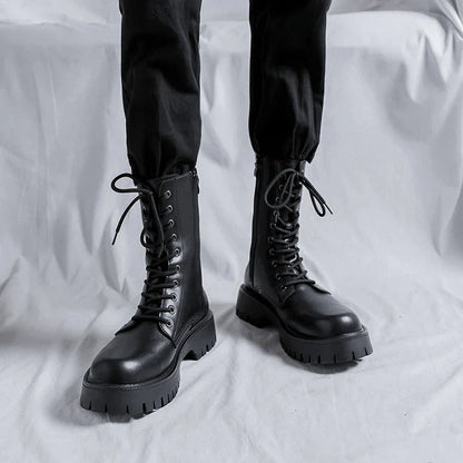 Luxury Brand Men's High Top Boots – Designer Leather Casual, Business & Outdoor Work Boots for Men