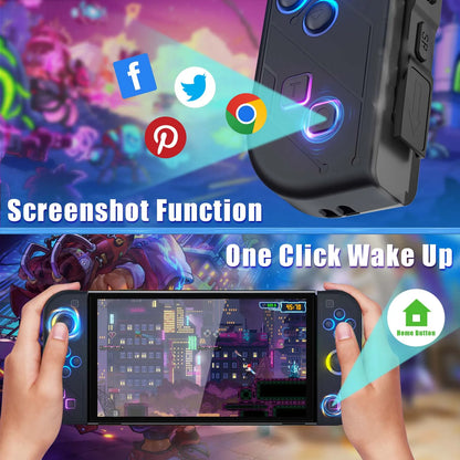 BT 5.2 Wireless Switch Joy Controller — L/R RGB LED Gamepad for Nintendo Switch/OLED/Lite with Dual Vibration & 6-Axis