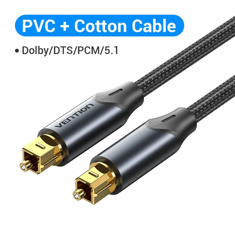Vention Digital Optical Audio Cable – Toslink SPDIF Coaxial, 1m/2m for Amplifiers, Blu-ray, Xbox 360, PS4, Soundbar, Fiber Cable